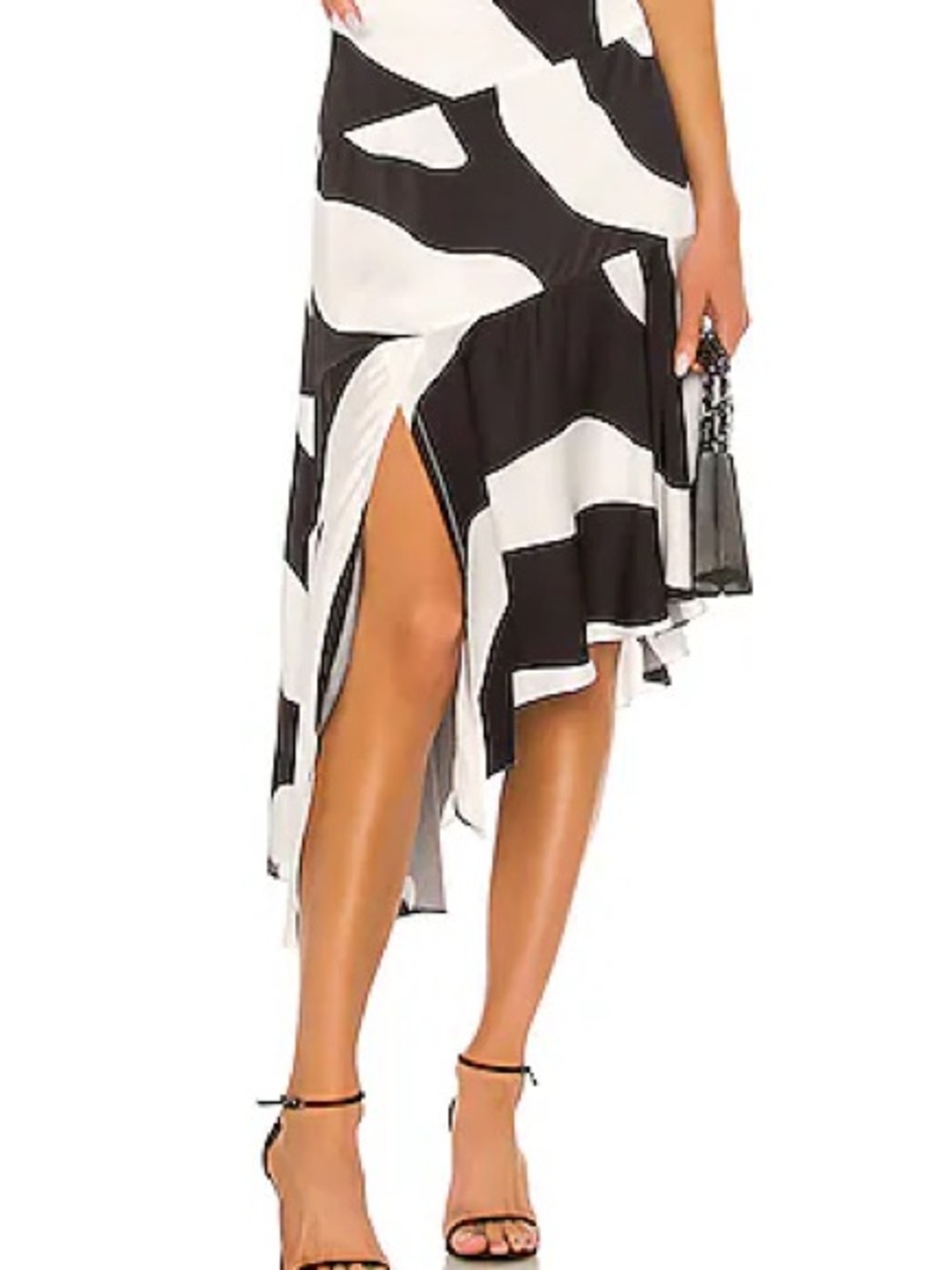 Milly *fits like a M - Black and White Asymmetrical Midi Skirt